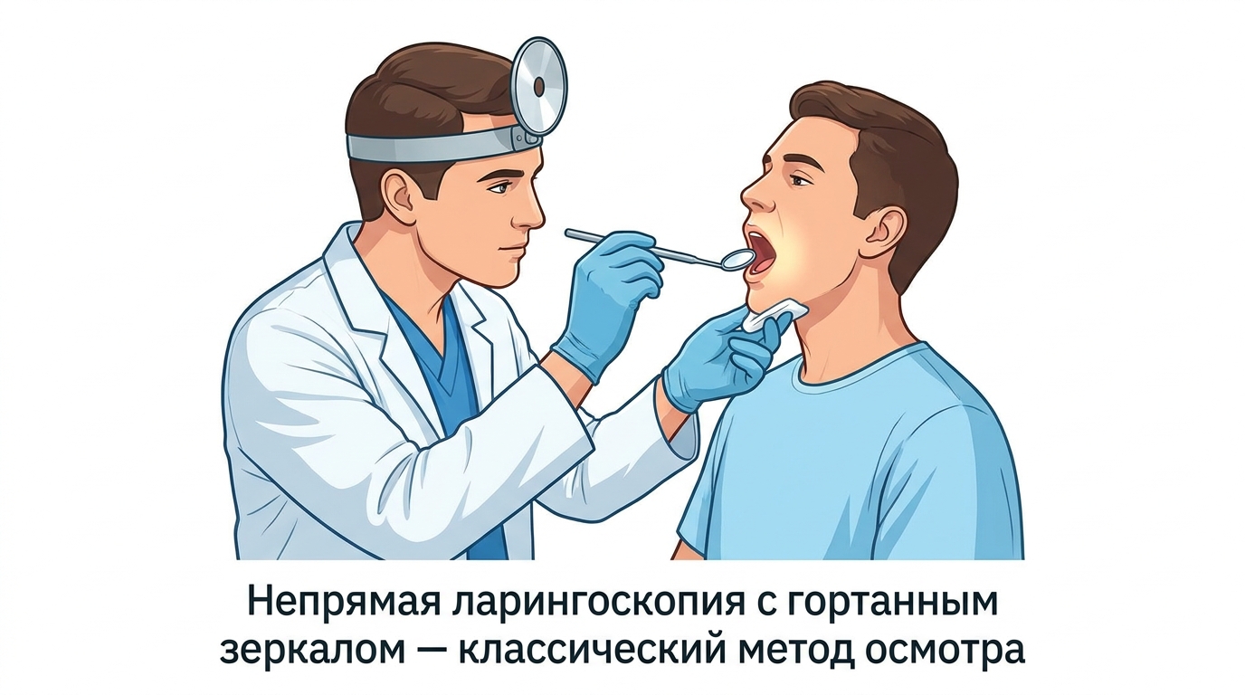 Непрямая ларингоскопия зеркалом