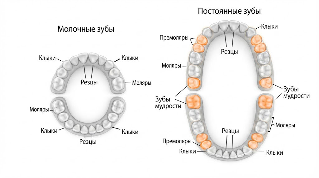 Зубная формула молочного и постоянного прикуса